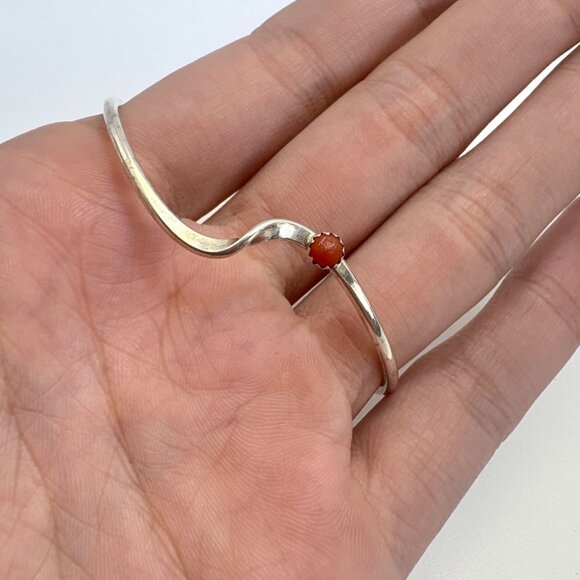 Sterling SIlver 925 Coral Abstract Wavy Design Open Cuff Bracelet Size 7.5" Fit - Picture 7 of 10